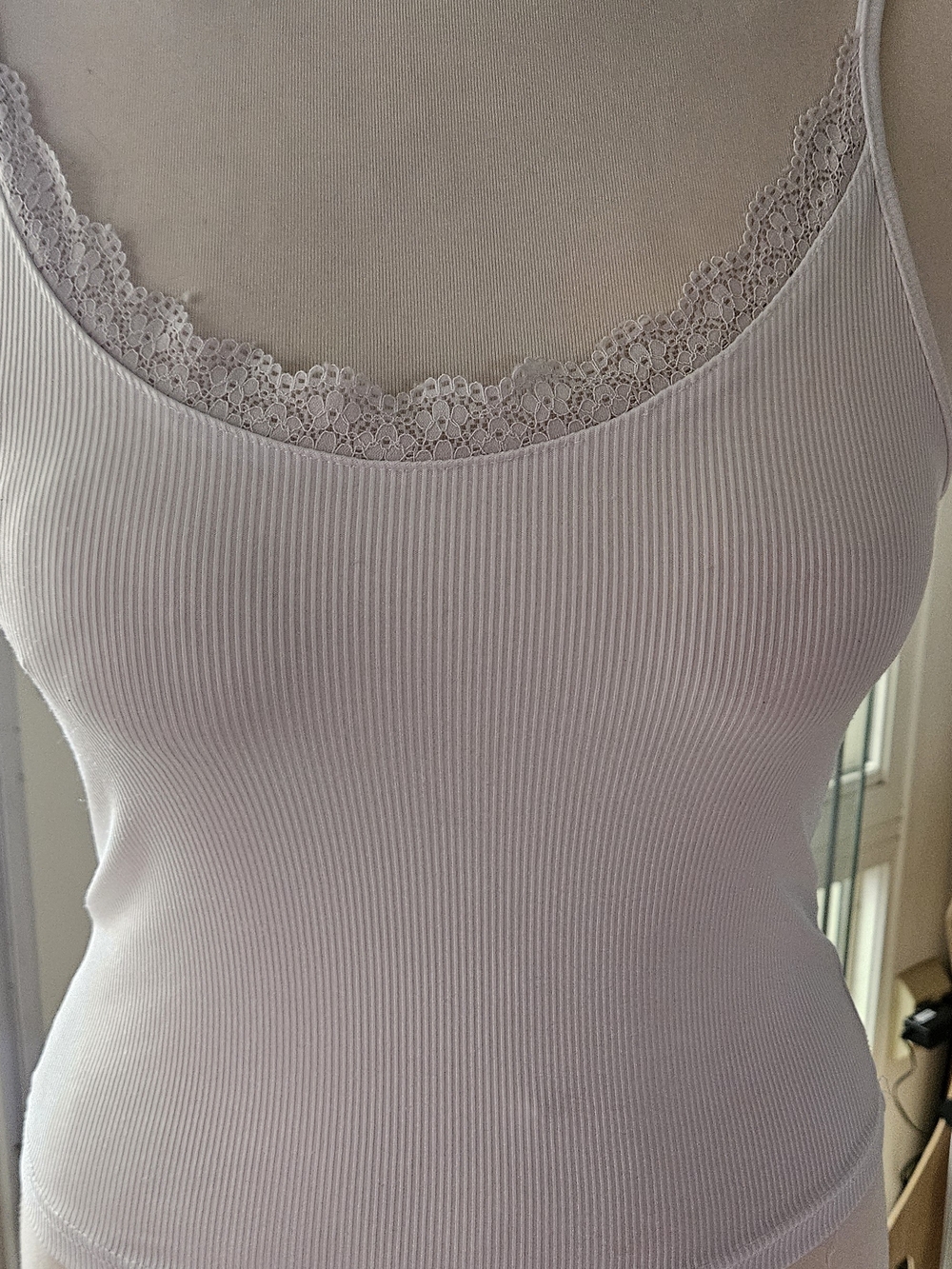 Ribbed Lace-Trim Camisole Tank Top -  FREE WITH BUNDLE